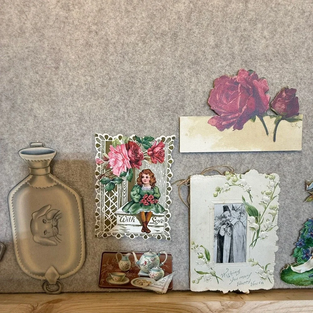Vintage Victorian Die Cut Paper Ephemera Lot Greeting Cards Easter Valentine